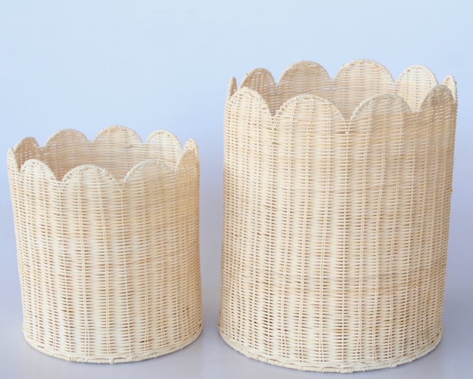 S2 Rattan Scallop Baskets